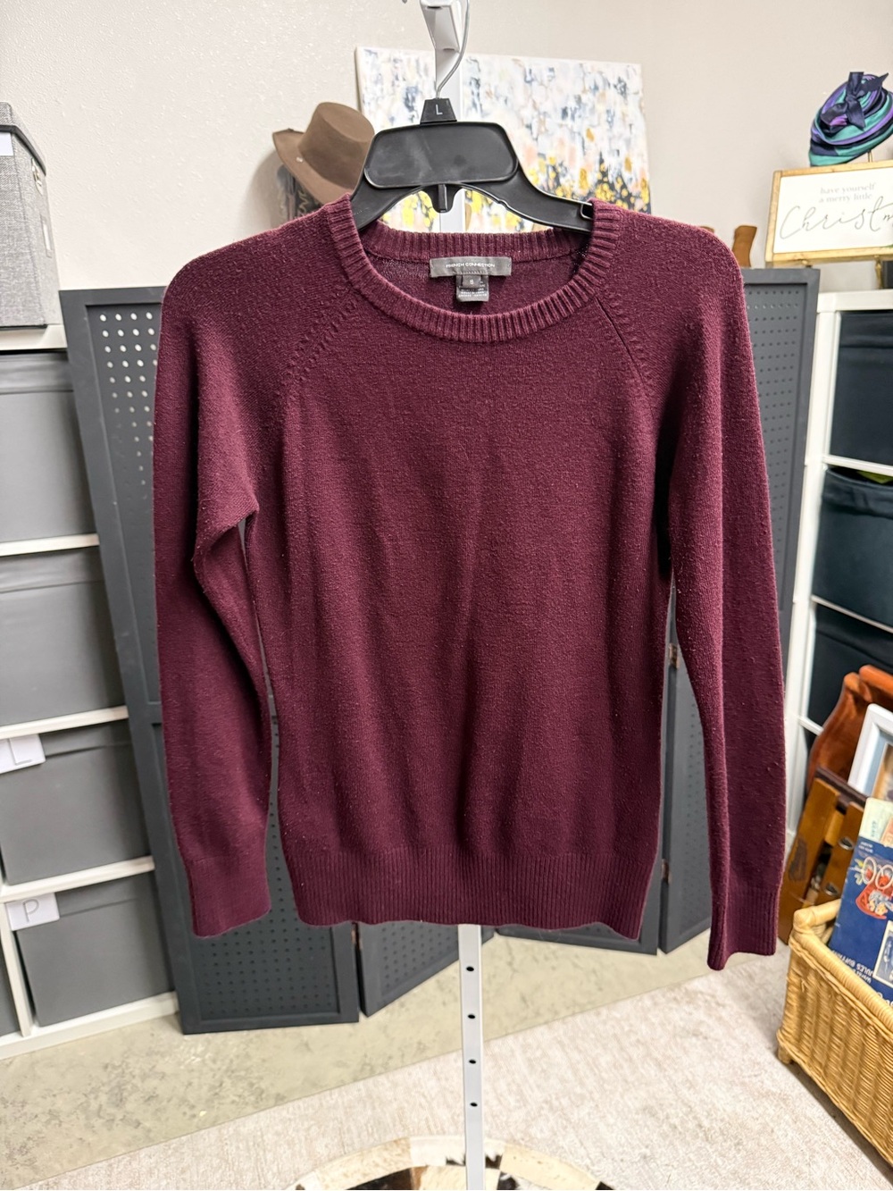 French Connection Crewneck Sweater in Burgundy